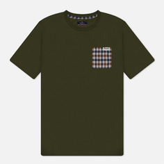 Мужская футболка Aquascutum Active Check Pocket, цвет зелёный, размер S