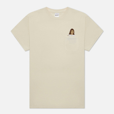 Мужская футболка RIPNDIP Flashing Kittys Pocket, цвет бежевый, размер S