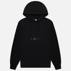 Мужская толстовка C.P. Company Brushed & Emerized Diagonal Fleece Logo Garment Dyed, цвет чёрный, размер L