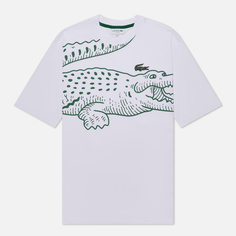 Мужская футболка Lacoste Loose Fit Crocodile Print Crew Neck, цвет белый, размер M