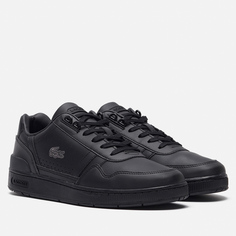 Мужские кроссовки Lacoste T-Clip Leather, цвет чёрный, размер 43 EU