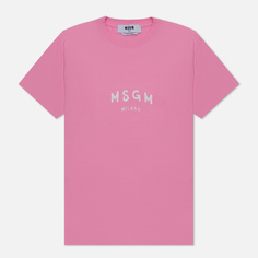 Женская футболка MSGM New Spray Big Logo, цвет розовый, размер L