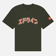 Мужская футболка Edwin Katakana Retro, цвет зелёный, размер XL