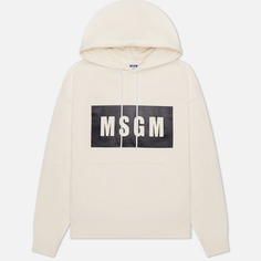 Мужская толстовка MSGM Box Maxilogo Unbrushed Hoodie, цвет бежевый, размер L