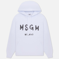Мужская толстовка MSGM MSGM Milano Logo Brushed Hoodie, цвет белый, размер L