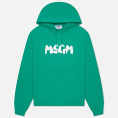 Мужская толстовка MSGM New Brush Stroke Logo Hoodie, цвет зелёный, размер L