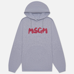 Женская толстовка MSGM New Logo Brush Hoodie, цвет серый, размер M