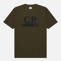 Мужская футболка C.P. Company 30/1 Jersey Logo Print, цвет оливковый, размер XXXL