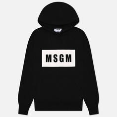 Мужская толстовка MSGM Box Maxilogo Unbrushed Hoodie, цвет чёрный, размер XS