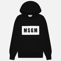 Мужская толстовка MSGM Box Maxilogo Unbrushed Hoodie, цвет чёрный, размер XS