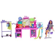 Набор игровой Barbie Экстра Туалетный столик с куклой и аксессуарами GYJ70 розовый
