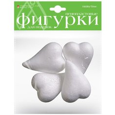 Пенопластовые фигурки "Сердечки-капли", 75 мм (4 штуки) Альт
