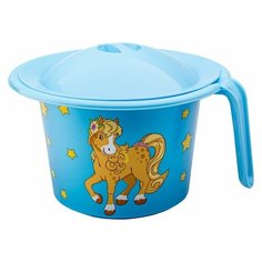 Горшок детский ElfPlast Кроха с крышкой и декором, голубой