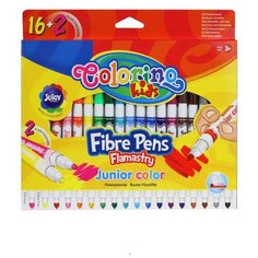 Фломастеры "Junior", 16 цветов + 2 флюоресцентных цвета Colorino
