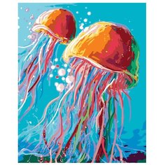 Картина по номерам, "Живопись по номерам", 72 x 90, A398, море, медузы, подземный мир, поп-арт, океан, пузыри