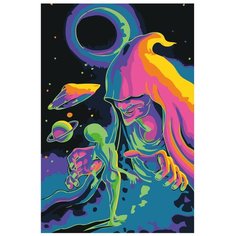 Картина по номерам, "Живопись по номерам", 48 x 72, FU26, психоделический, комета, планеты, космос, поп-арт