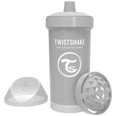 Детский поильник-непроливайка с силиконовым твёрдым носиком Twistshake Kid Cup, 360 мл, от 12 мес. Пастельный серый