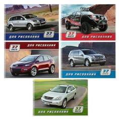 Альбом для рисования А4, 32 листа на гребне «Внедорожники», обложка мелованный картон, микс Hatber