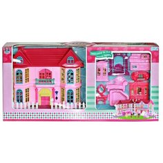 Кукольный домик на батарейках, в комплекте мебель, свет, звук , цвет розовый, в/к 51*9*25 см Компания друзей