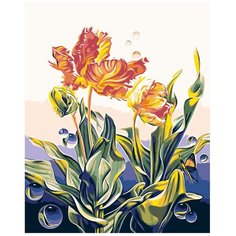 Картина по номерам, "Живопись по номерам", 72 x 90, F46, цветы, живопись, Акварель, натюрморт, тюльпаны