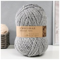 Пряжа "Смесовая" 30% шерсть, 70% акрил 200м/200гр (08-Св. серый) Пехорка