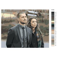 Картина по номерам W-648 "Турецкий сериал - внутри. Чагатай Улусой - Сарп и Дамла Джолбай - Ейлем" 80x100 Brushes Paints