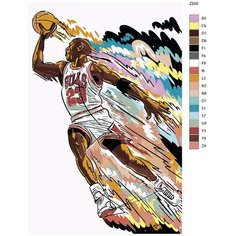 Картина по номерам Z-205 "Баскетболист Майкл Джордан (Chicago Bulls) бросок мяча" 70x110 Brushes Paints
