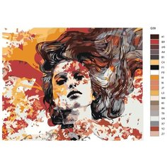 Картина по номерам Q39 "Девушка в листьяx" 70x90 Brushes Paints