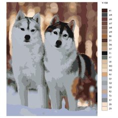 Картина по номерам Y-158 "xаски на зимней прогулке. Собаки" 70x90 Brushes Paints
