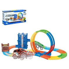 Автотрек «Магический Трек», гибкий, светится в темноте, 133 детали, лифт, мертвая петля Noname