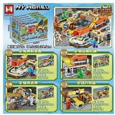 Конструктор My World, Майнкрафт Minecraft набор 4 штуки, 1140 деталей Leduo