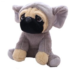 Мягкая игрушка собака Мопс в костюме слоника, серая, 20х15х12 см Babyfox