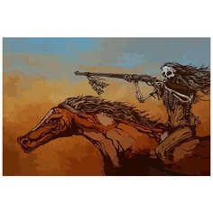 Картина по номерам на холсте Скелет Ковбой - 9029 Г 60x40