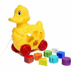 Каталка-сортер «Утка», на верёвке (комплект из 4 шт) Green Plast