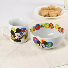 Disney Набор детской посуды "Микки" 2 предмета: салатник, кружка, Микки Маус и его друзья