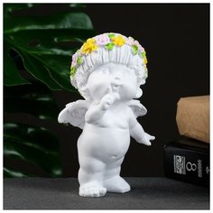 Фигура "Ангел пальчик во рту" белый 8х9х15см Хорошие сувениры