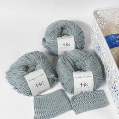 Пряжа Набор: Agnes-Хлопок 100%. Цинковый. PM04. Semyanova Shop