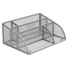 Подставка-органайзер BRAUBERG "Germanium" 5 секций 255х180х105 мм металл серебро, 1 шт