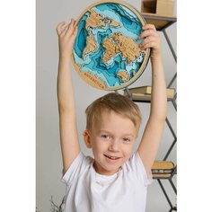 Раскраска 3D - "Карта мира" / Подарочный набор для творчества взрослым и детям / Полный комплект Chudosvetik