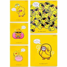 Тетрадь 48 листов в клетку "Креативный утёнок", обложка мелованный картон, глиттер, микс Проф Пресс