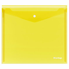 Папка-конверт на кнопке Berlingo "No Secret", А5+, 200мкм, желтая - 24 шт.
