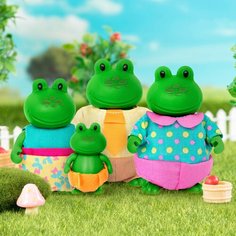 Игровой набор Lil Woodzeez Семья лягушек; нефлокированные