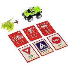 Игровой набор YAKO "Дорожное движение", инерционная машинка, дерево, 6 карточек, арт. М7176 (В87574)