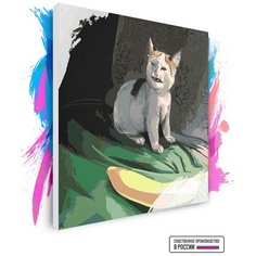 Картина по номерам на холсте Кот и Банан, 100 х 100 см Красиво Красим