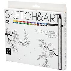 Скетч карандаши цветные "SKETCH&ART" утолщенные, грифель 4 MM, 48 ЦВ, Арт. 30-0117 Bruno Visconti