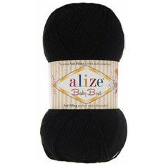 Пряжа Alize Baby Best (Беби Бест) 60 черный 90% акрил, 10% бамбук 100г 240м 5шт