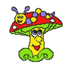 Набор для вышивания крестом Nitex "Гусеничка на грибочке", 22 х 22 см