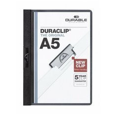 Папка с клипом Durable DuraClip plus до 30л, черная, А5