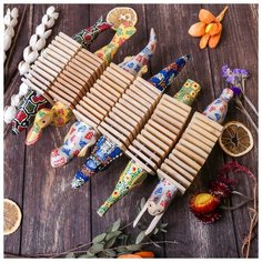 Музыкальный инструмент "Трещотка крокодил пятнистый" дерево 4x27x9 см микс Нет бренда