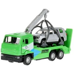 Набор металлических инерционных машин «Камаз-эвакуатор + Toyota Land Cruiser», 12 см и 7,5 см Технопарк
